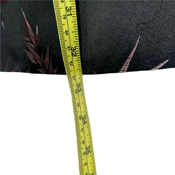 Vintage Y2K MSK Purple Foliage Pattern Silk Blend Satin Longline Blazer Petite M - Picture 10 of 16